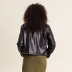 Blouson cintré simili cuir noir femme