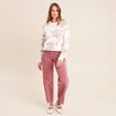 Pull col rond manches longues beige femme