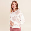 Pull col rond manches longues beige femme