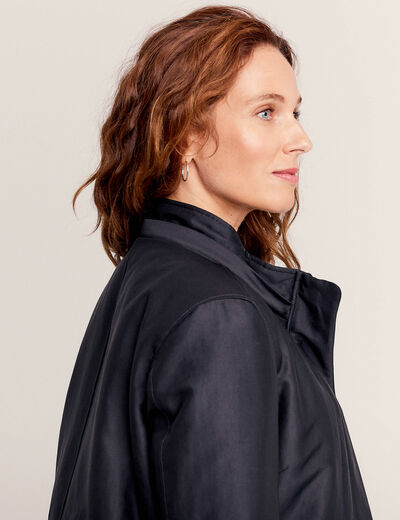 Parka droite à capuche noir femme