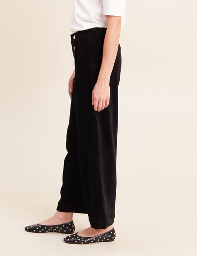 Pantalon loose en velours noir femme