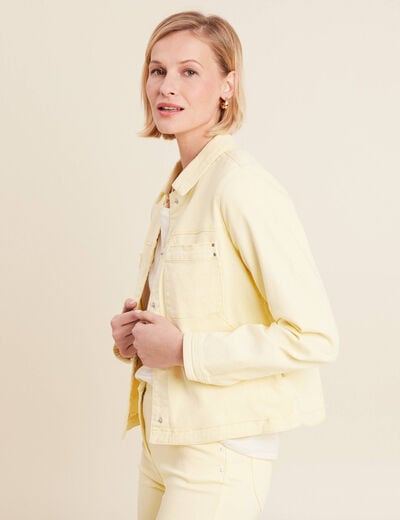 Veste boutonnée en jean jaune clair femme