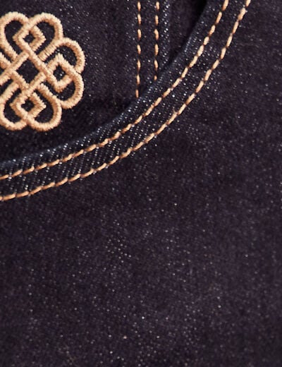 Jupe courte trap&egrave;ze en jean denim brut femme
