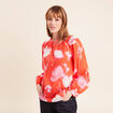 Blouse ample en voile manches longues rouge femme