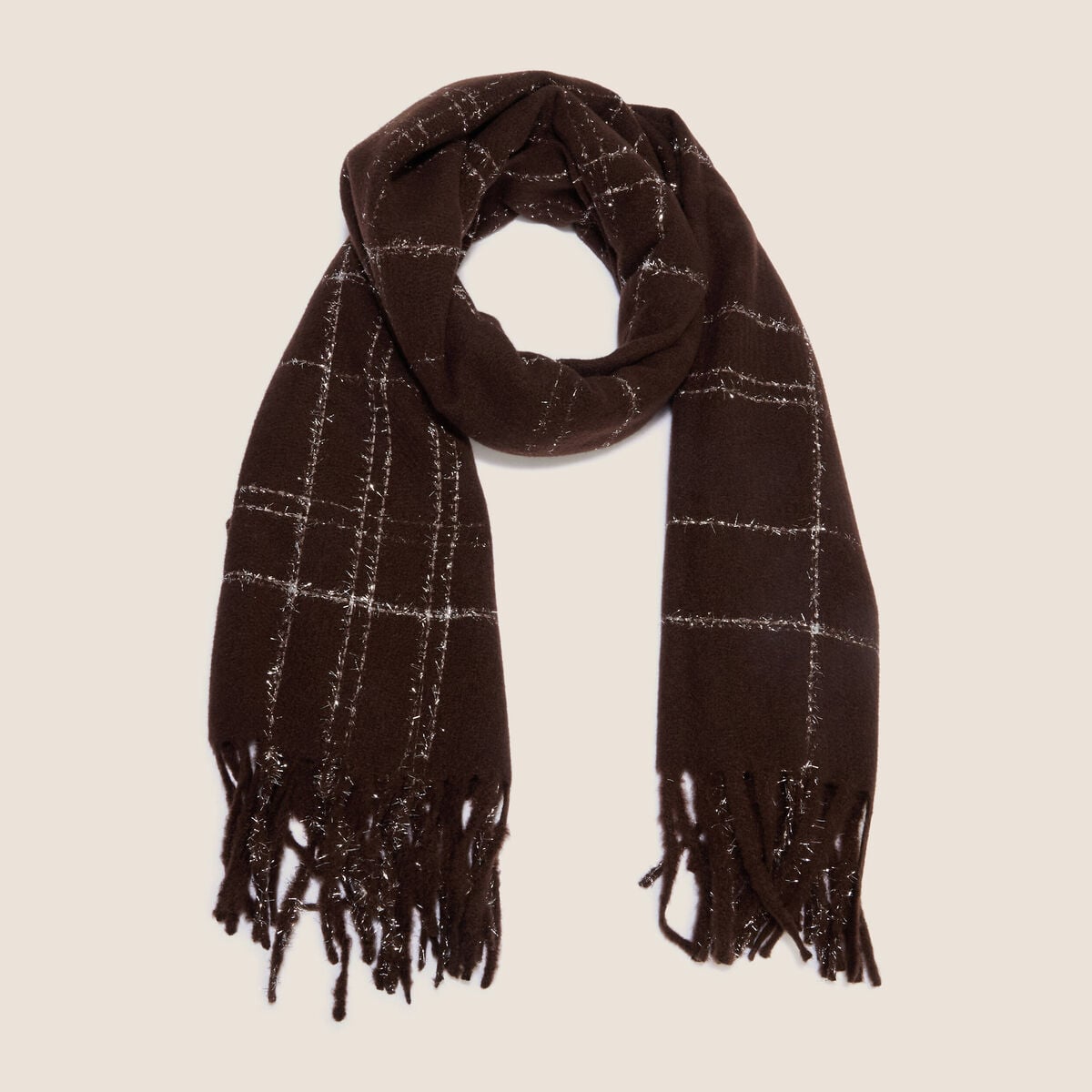 &Eacute;charpe fluide marron fonc&eacute; femme