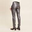 Pantalon ajust&eacute; enduit &agrave; pont couleur argent femme
