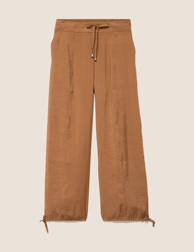 Pantalon taille haute 7/8&egrave;me resserr&eacute; beige femme