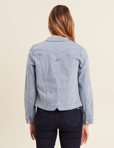 Blouson ajusté boutonné bleu gris femme