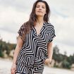 Chemise crêpe manches courtes noir femme
