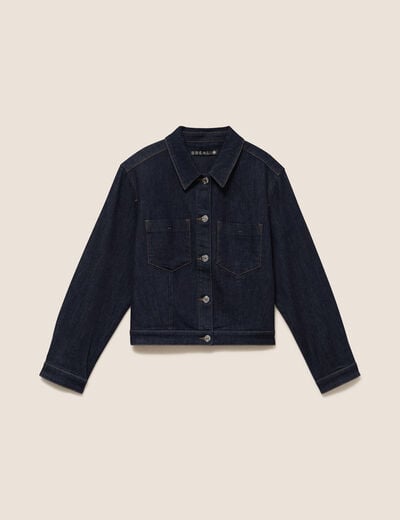 Veste manches longues en jean denim brut femme