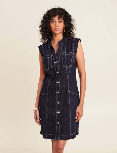 Robe droite en jean denim brut femme
