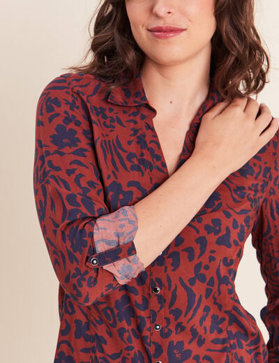 Chemise cintr&eacute;e manches longues bleu femme