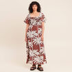 Robe longue &eacute;vas&eacute;e col carr&eacute; marron femme