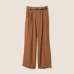 Pantalon large avec ceinture amovible marron femme