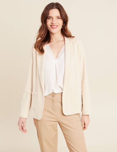Veste tailleur cintrée ecru femme