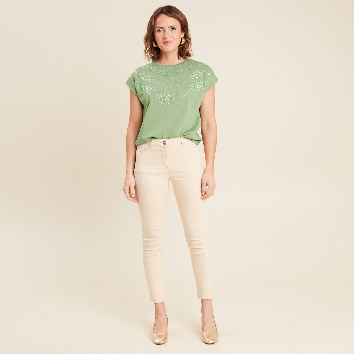 T-shirt manches courtes vert femme