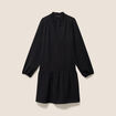 Robe courte &eacute;vas&eacute;e col v manches longues noir femme