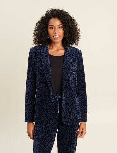 Veste tailleur velours bleu femme