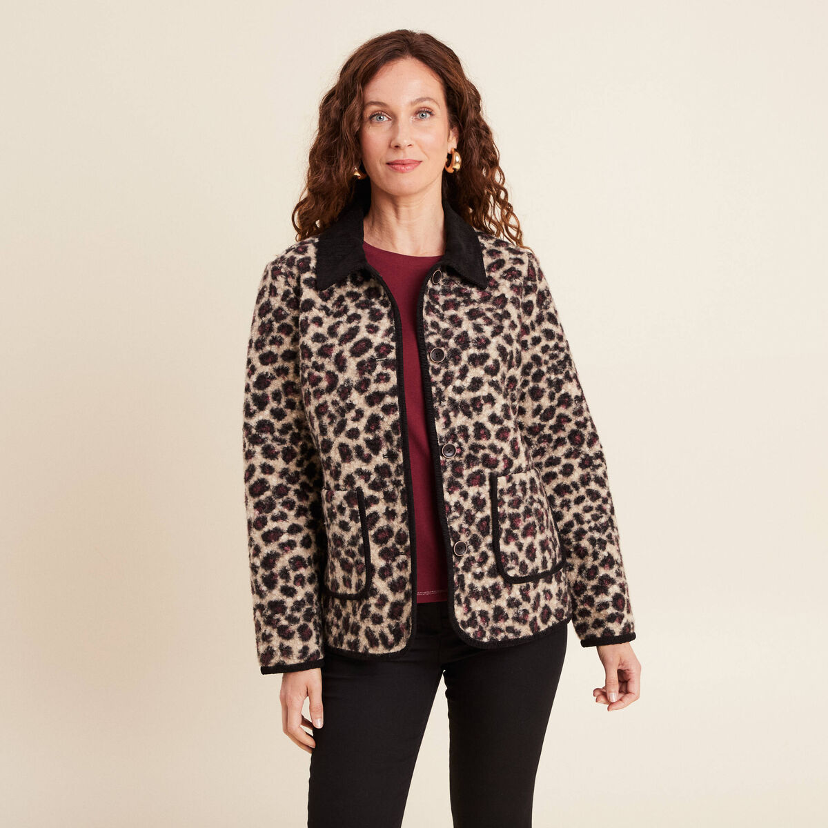 Manteau droit beige femme