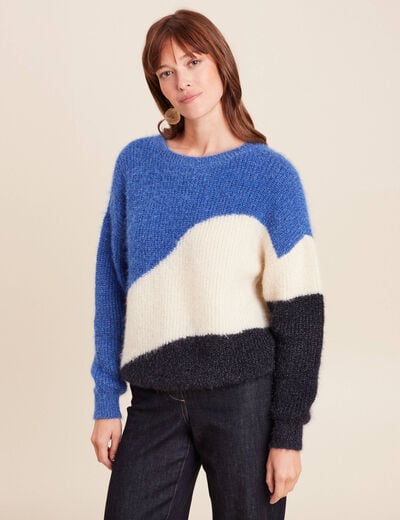 Pull col rond manches longues ecru femme