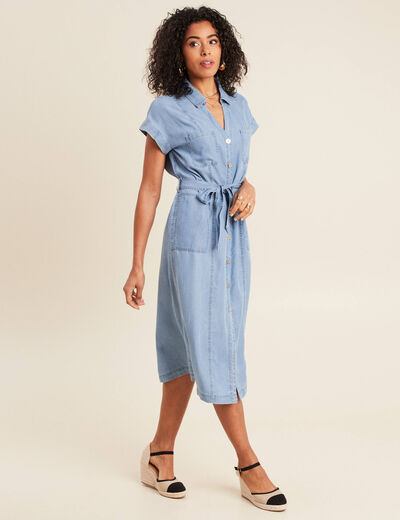 Robe évasée en jean denim double stone femme
