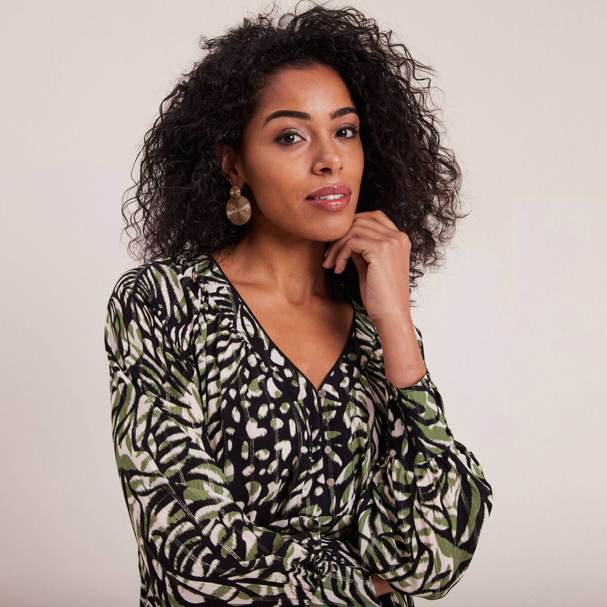Blouse manches longues vert femme
