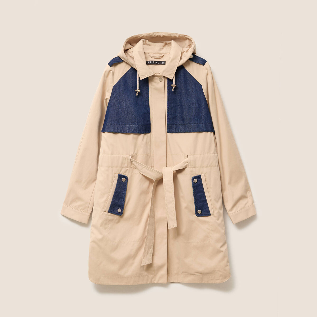 trench cintré avec capuche doublé beige femme