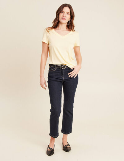 T-shirt manches courtes jaune clair femme