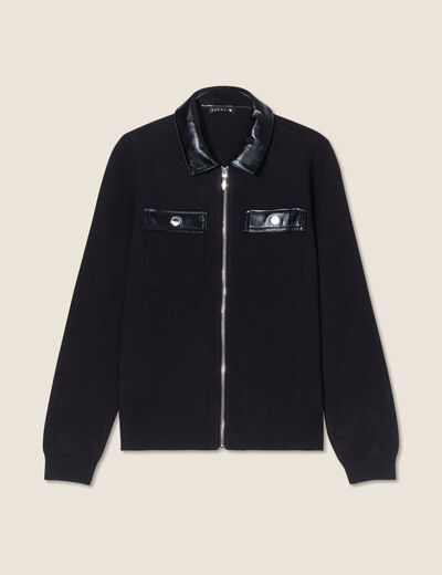 Gilet zippé manches longues noir femme