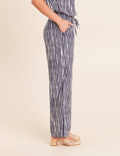 Pantalon large taille haute blanc femme