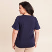 T-shirt bi-mati&egrave;re manches courtes bleu marine femme