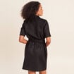 Robe droite courte manches coudes daim noir femme