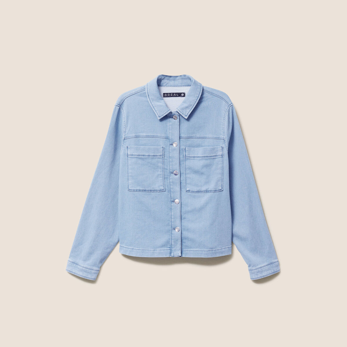 Veste jean manches longues denim bleach femme