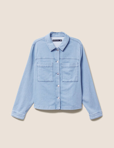 Veste jean manches longues denim bleach femme