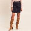 Jupe courte trap&egrave;ze en jean denim brut femme
