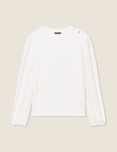 Sweat manches longues ecru femme