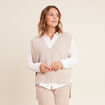 Pull sans manches creme femme