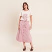Jupe longue &eacute;vas&eacute;e rose femme