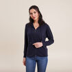 Gilet manches longues capuche bleu marine femme