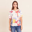 T-shirt ample col rond manches courtes blanc femme