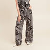 Pantalon flou taille haute noir femme