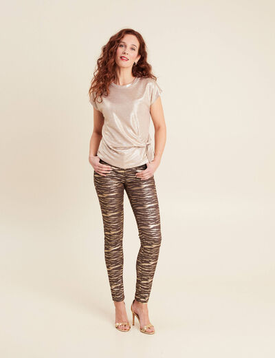 Pantalon ajusté enduit noir femme