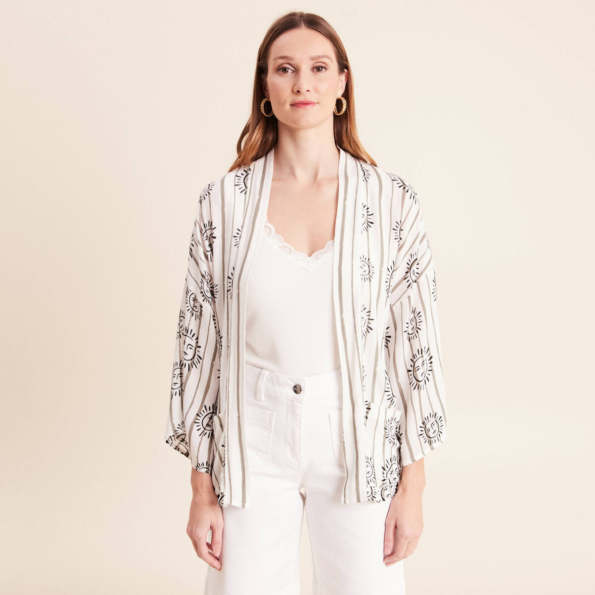 Kimono avec poches vert clair femme