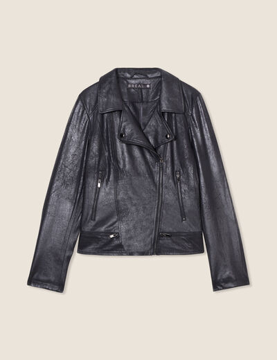 Veste esprit motard zippée noir femme
