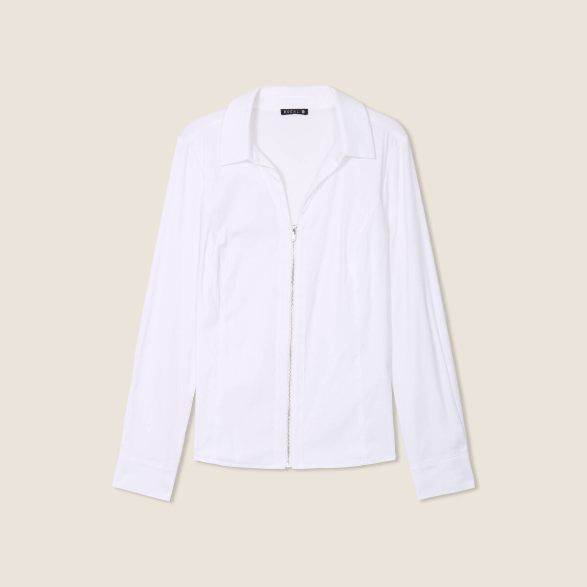 Chemise manches longues zippée blanc femme