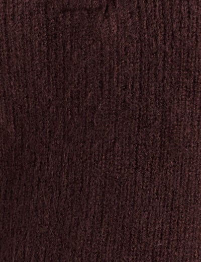 Pull droit manches longues marron fonc&eacute; femme