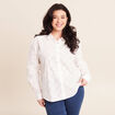 Chemise manches longues en coton strass blanc femme