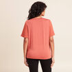 T-shirt bi-mati&egrave;re manches courtes vieux rose femme