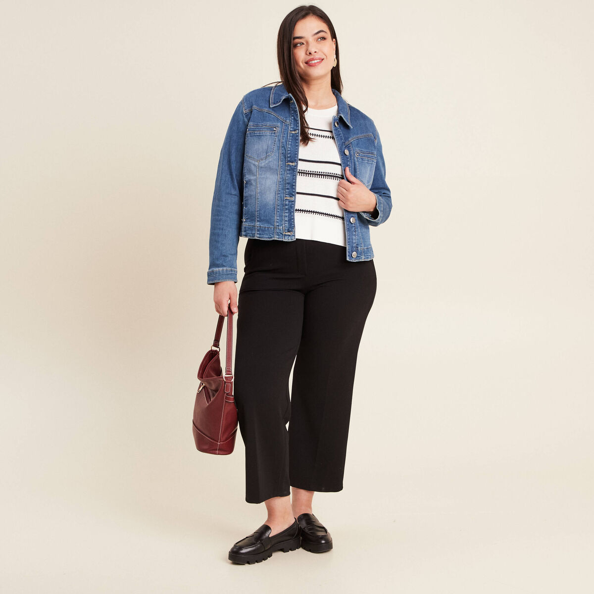 Blouson en jean denim double stone femme