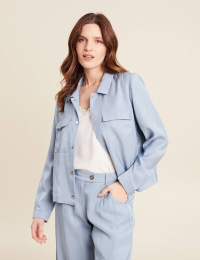Veste boutonnée bleu clair femme